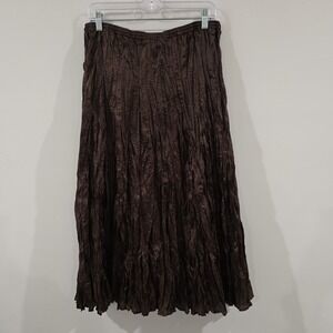 Y2K Vintage Edwards Silk Blend Maxi Skirt Size Medium Brown Fairy Ren Crinkle